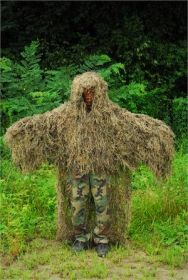 Military "Stalker" Ghillie Poncho  Synthetic thread (Color: Synthetic Ultra Light - Mossy)