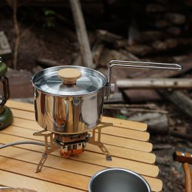 Outdoor multifunctional 304 stainless steel boiling kettle mountaineering portable coffee pot foldable fishing camping pot teapot (select: Foldable Camping Pot Teapot)