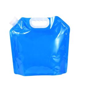 5L Water Bag Folding Portable Sports Storage Container Jug Bottle For Outdoor Travel Camping with Handle Folding Water Bag (Color: Blue-540114)