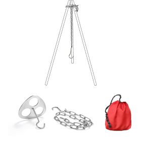 Camping Tripod Board with Adjustable Chain for Hanging Cookware (Color: Silver)