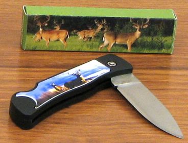 Deer Scene Knife w/Lock Blade (SKU: 0126-K-63)