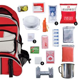 64 Piece Survival Back Pack (Red) (64 Piece: RWBRWN01-621GSG(RED))