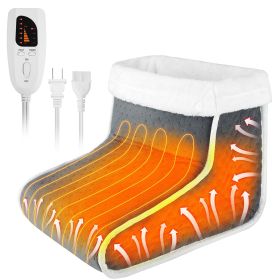 Heating Pad for Foot Electric Heated Foot Warmer Soft Leg Warmer Boots with 6 Level Heating 4 Level Timing (Color: Grey)