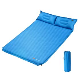 Self-Inflating Camping Outdoor Sleeping Mat with Pillows Bag (Color: Blue)