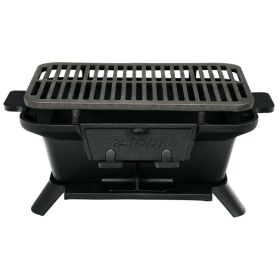 Heavy Duty Cast Iron Tabletop BBQ Grill Stove for Camping Picnic (Color: Black)