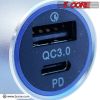 5 Core Car Charger Mini Aluminum Alloy Dual USB Power Adapter with PD QC 3.0 Port Soft LED Fast Charging for iPhone Samsung -CDKC12 2Pcs