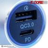 5 Core USB Car Charger Cigarette Lighter Adapter 1 USB 1 Type C Port QC 3.0 36W Fast Charging - CDKC12 1Pc