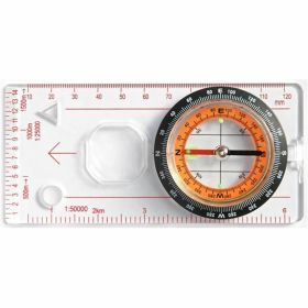 Portable Compass With Ruler Scale For Scout Hiking Camping Boating; Orienteering Map; Professional Magnifying Compass (Color: Orange)