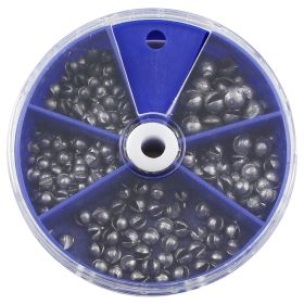 205pcs Premium Lead Fishing Sinkers with Convenient Storage Box - 5 Round Sizes for Accurate Casting and Deep Water Fishing (Quantity: 205pcs, Weight: 105g)