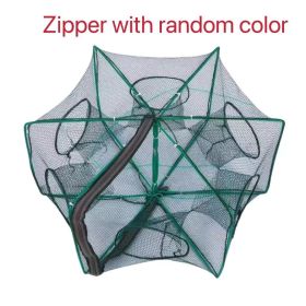 Foldable Fishing Net Trap For Fish Minnow Crab Crayfish Crawdad Shrimp; Dip Cage Collapsible Hexagon 6 Hole Fishing Accessories (Color: Green)