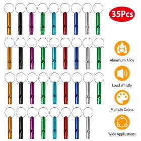 35Pcs Emergency Whistles Extra Loud Aluminum Alloy Whistle with Key Chain Ring for Camping Hiking Hunting Outdoor Sports Emergency Situations (Type: Whistle Kit)