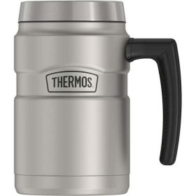 Thermos 16 Oz Vacuum Insulated Desk Mug, Matte Stainless Steel (Brand: Thermos)