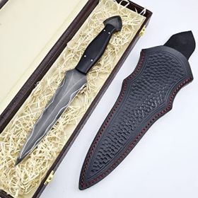 Vetus Dagger Knife with Sheath - Fixed Blade Martial Arts Knife - Dual Edge Blade For Outdoors;  Tactical;  Survival and EDC Double Egde Knife (Handle Material: Micarta)