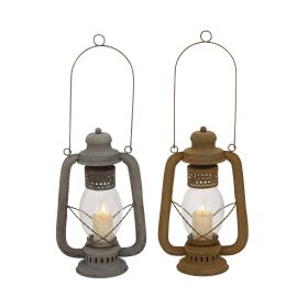 DecMode 9"W, 23"H Rustic Lantern, Grey, 2 - Pieces (Brand: DecMode)