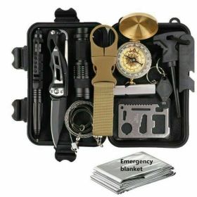 14 in 1 Outdoor Emergency Survival Gear Kit Camping Tactical Tools SOS EDC Case (Title: Default Title)