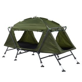 84.6*34.5*49.2in Collapsible Camping Tent with An Integrated Cot Green (Color: as picture)