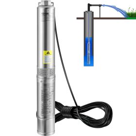 VEVOR Deep Well Submersible Pump, 1.5HP 230V/60Hz, 37gpm 276ft Head, with 33ft Electric Cord, 4" Stainless Steel Water Pumps for Industrial, Irrigatio (Default: Default)