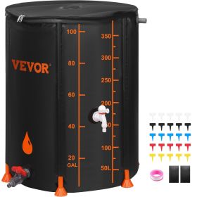 VEVOR Collapsible Rain Barrel, 100 Gallon Large Capacity, PVC Rainwater Collection System Including Spigots and Overflow Kit, Portable Water Tank Stor (Default: Default)