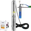 VEVOR Deep Well Submersible Pump, 3HP 230V/60Hz, 37GPM 640 ft Head, with 33 ft Cord & External Control Box, 4 inch Stainless Steel Water Pumps for Ind