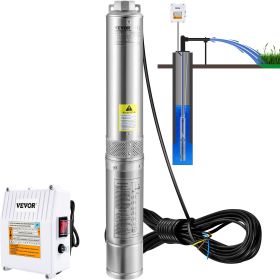 VEVOR Deep Well Submersible Pump, 3HP 230V/60Hz, 37GPM 640 ft Head, with 33 ft Cord & External Control Box, 4 inch Stainless Steel Water Pumps for Ind (Default: Default)