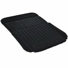 Inflatable SUV Air Backseat Mattress Travel Pad with Pump Outdoor (Color: Black)