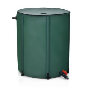 53 Gallon Portable Collapsible Rain Barrel Water Collector (Color: Green)