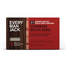 Every Man Jack Cedarwood Mens 2-in-1 Bar Soap - Wash and Shampoo for All Skin and Hair Type - 5oz (Brand: Every Man Jack)