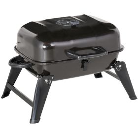 Outsunny 14" Portable Charcoal Grill, Tabletop Small BBQ Grill for Outdoor Cooking, Camping, Tailgating, Enamel Coated, Vent, Folding Legs, Black (Color: as Pic)