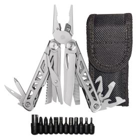 Heavy Duty Multitool | Military Grade Stainless Steel Frame;  Deep Profile Blade;  First Aid Scissors;  Sturdy Pliers;  Cord Cutter;  18 Locking Tools (Material: Stainless Steel)