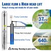 VEVOR Deep Well Submersible Pump, 3HP 230V/60Hz, 37GPM 640 ft Head, with 33 ft Cord & External Control Box, 4 inch Stainless Steel Water Pumps for Ind