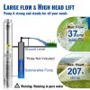 VEVOR Deep Well Submersible Pump, 1HP 115V/60Hz, 37gpm Flow 207ft Head, with 33ft Electric Cord, 4" Stainless Steel Water Pump for Industrial, Irrigat