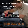 Jump Starter with Air Compressor and Air Pump, 2500A Battery Jump Starter with 150PSI Tire Inflator, Up to 7.5L Gas & 5.0L Diesel Engine, 2" LED Scree