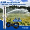 VEVOR Deep Well Submersible Pump, 0.5HP 115V/60Hz, 28gpm Flow 167ft Head, with 33ft Electric Cord, 4" Stainless Steel Water Pumps for Industrial, Irri