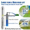 VEVOR Deep Well Submersible Pump, 1.5HP 230V/60Hz, 37gpm 276ft Head, with 33ft Electric Cord, 4" Stainless Steel Water Pumps for Industrial, Irrigatio